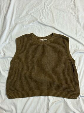 Faherty Military Olive Miramar Linen Knit Muscle Tank Size Medium